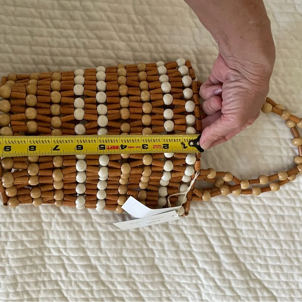 NWT l*space Wooden Bead Hobo Bag in Natural and Cream - Picture 5 of 10